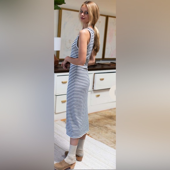 Emerson Fry Hemp & Organic Cotton Striped Tank Midi Dress - Picture 4 of 12